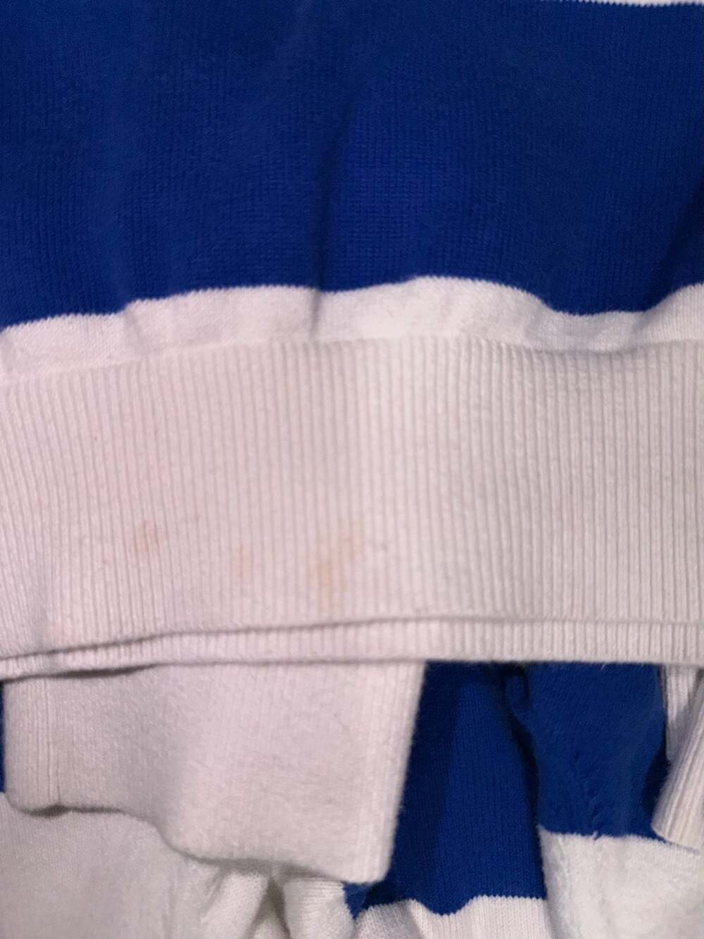 Tommy Hilfiger Men's Blue and White Rugby Striped Crew-Neck Pullover Sweater - Picture 3 of 5